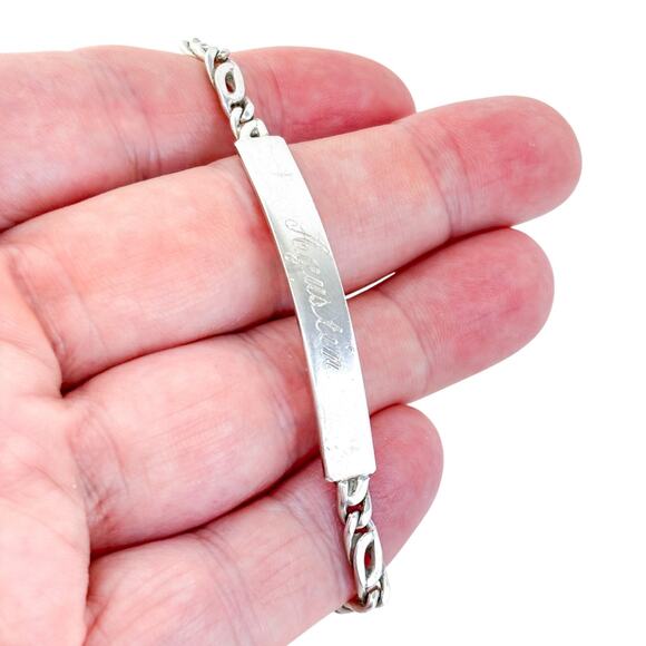Vintage Mexico Sterling Silver 925 ID Bracelet "Agustin" 7" - Picture 1 of 6